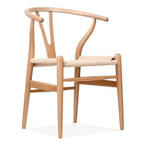 Sillas Wishbone Color Natural Nórdicas Hans Wegner Diseño de la tela PAPEL CRAFT