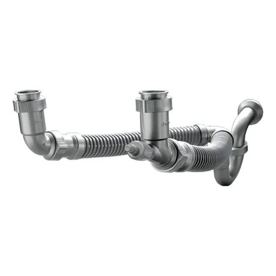 Trampa Flexible P/fregadero De Dos Tarjas Coflex Color Gris