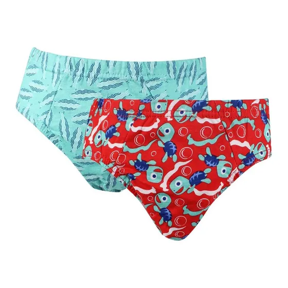2 Unidades Slip Infantil Full Print 100% Algodón Rojo