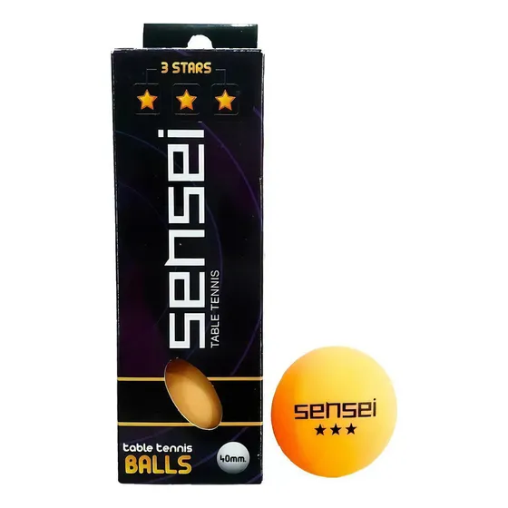 Pelotas Ping Pong Sensei 3 Estrellas 40 Mm Caja 3 Pelotitas Color Naranja