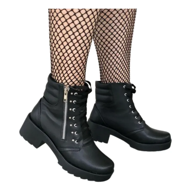 Botines Bajos Para Dama Con Cierre Y Cordones