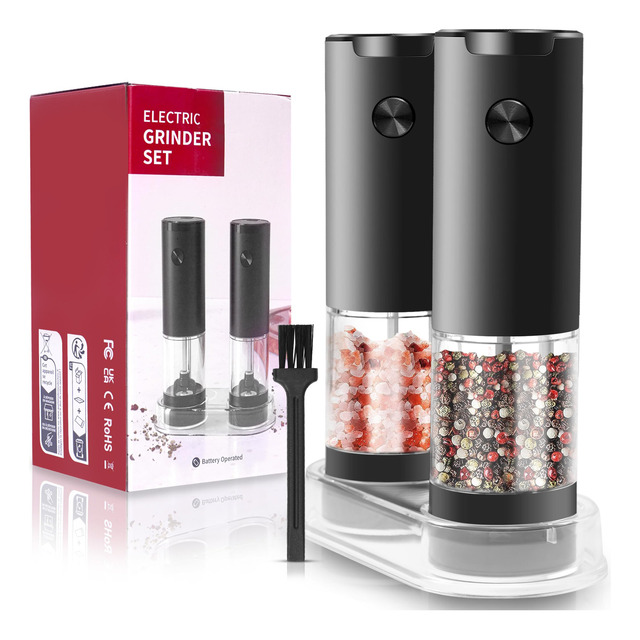 Kit 2 Moedor Elétrico Aço Gourmet Sal Grosso Pimenta Tempero Kit 2 Moedor Elétrico Aço Gourmet Sal Grosso Pimenta Tempero