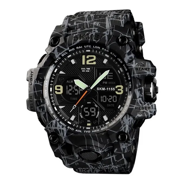 Reloj Skmei 1155 B Negro Gris Hora Doble Pantalla Negra