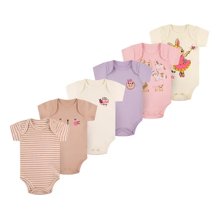 6 Roupa Body Infantil Recem Nascido Masculino Feminino Menina - 6x Body G