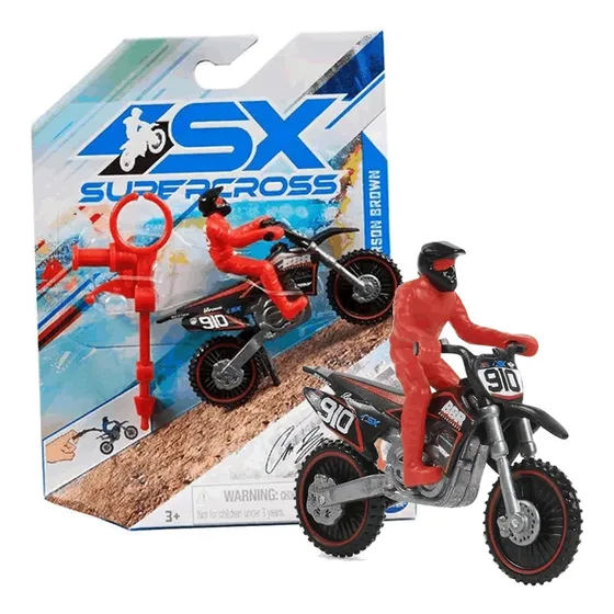 Mini Moto Super Cross Sx Com Boneco Carson Brown 