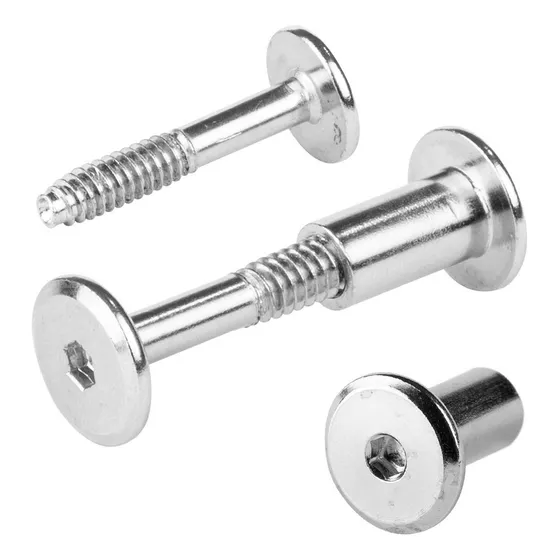 Tornillo Conector Tuerca Union Muebles 3.5cm X 1/4 Niquelado 100 unidades FICUS.MX