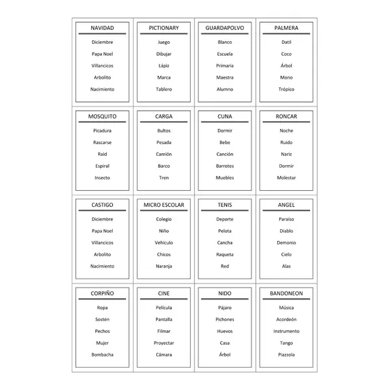 Tabú | Digital Imprimir Pdf | Taboo | Juego De Mesa Cartas