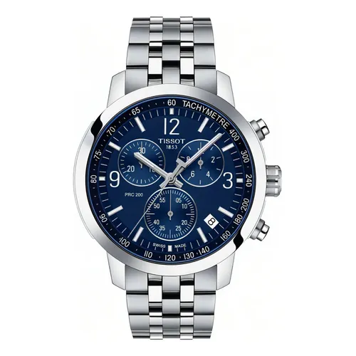 Relógio Tissot PRC 200 Cronógrafo Masculino Aço Prateado e Preto