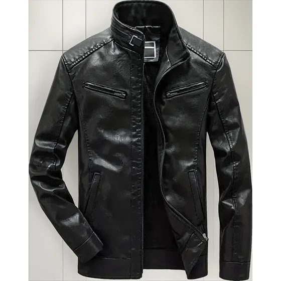 Jaqueta Masculina De Couro Slim Fit Importada Frio