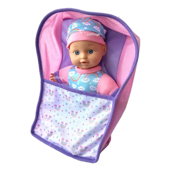 Muñeco Bebe Bebote Juguete Con Sonido Mochila Y Mantita