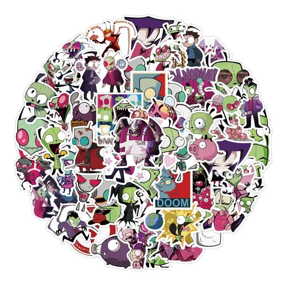 Invasor Zim 50 Calcomanias Stickers De Pvc Vs Agua Cartoon