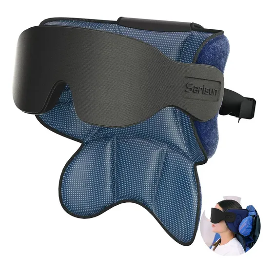 Almohada De Viaje Sarisun Con Máscara Para Ojos, Azul