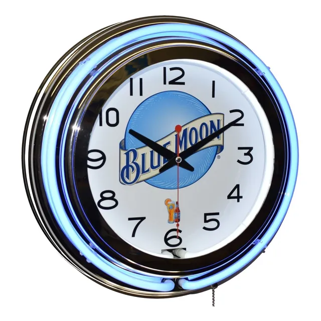 Blue Moon Beer Publicidad Neon Doble Azul Reloj Man Cave