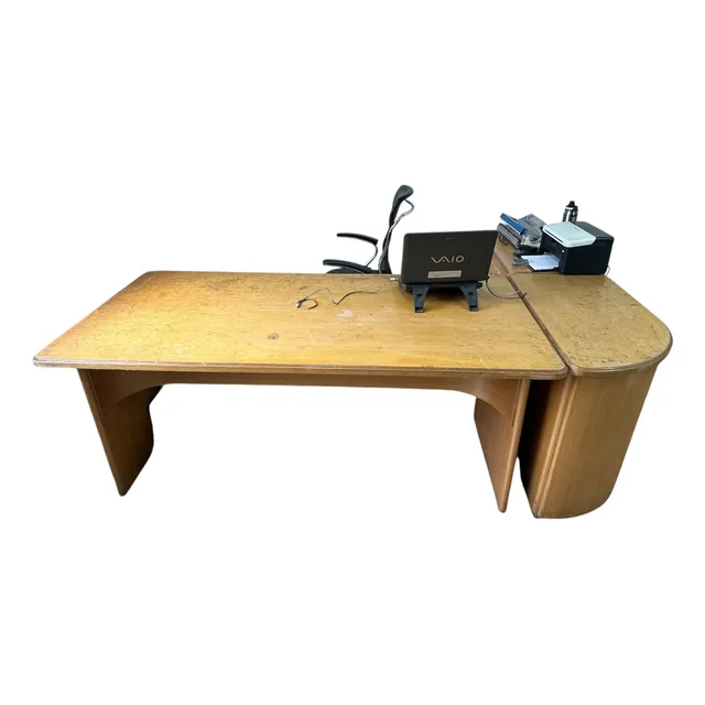 Conjunto P/ Escritório Mesa Grande Mais 2 Armarios D Madeira