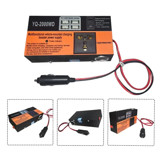 Inversor De Voltaje Auto Convertidor Corriente 200w 12v-220v