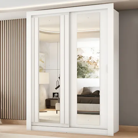 Guarda Roupa Solteiro 2 Portas Darvi Espelhos Carraro Branco