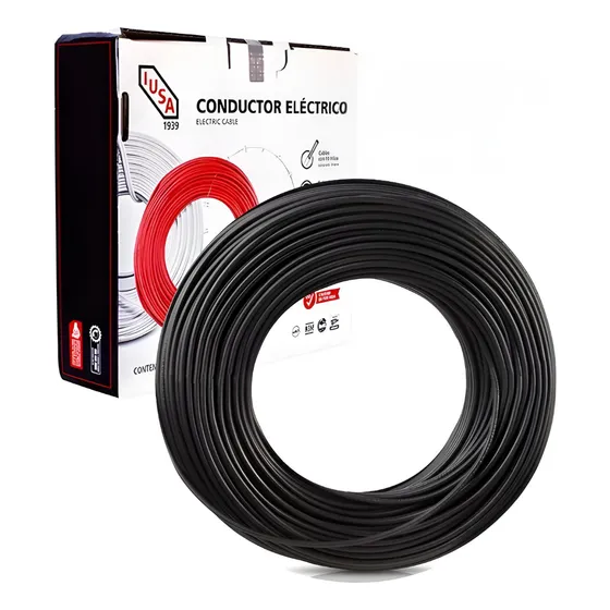 Cable De Cobre Calibre 8 Negro Thhw-ls 399350 Iusa 100 Mts