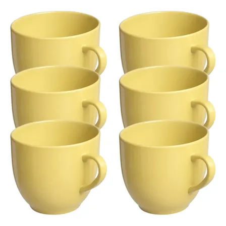 Promoção Jogo 6 Xicara Café Chá Porcelana 170ml Colorida