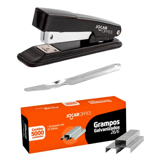 Kit Grampeador Profissional Jocar + 5000 Grampos + Extrator