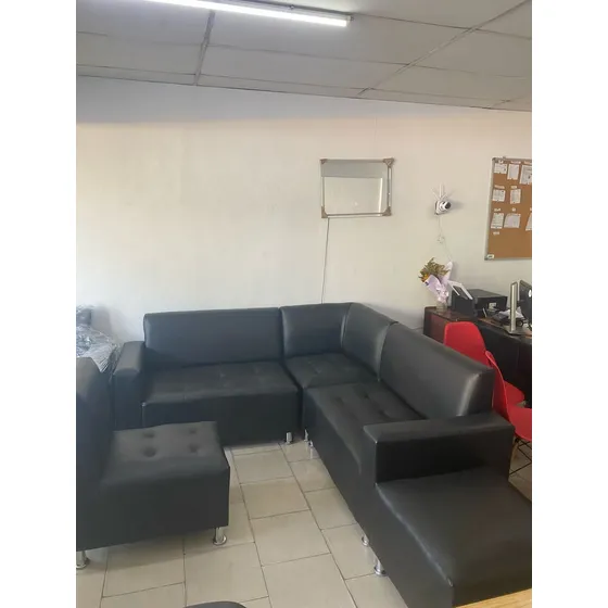 Mueble Modular  5 Piezas En Semicuero Negro  Mueblestkhome