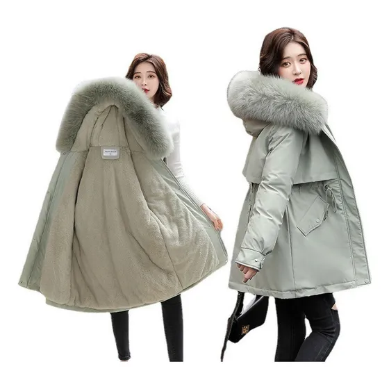 Nueva Chamarra De Invierno Para Mujer, Parka, Abrigo Largo