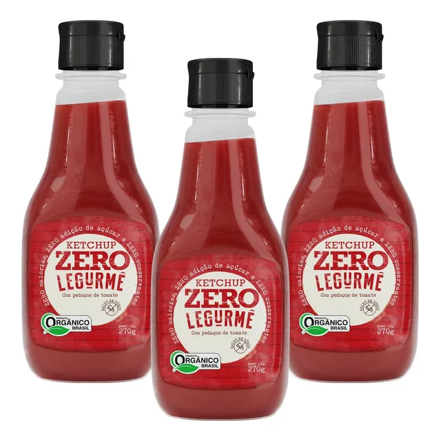 Ketchup Zero Orgânico 270g - Legurmê (kit C/ 3 Unidades)