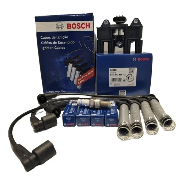 Kit Bobina Cable Y Bujías Chevrolet Agile Spin 5 Pines Bosch