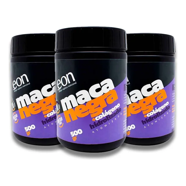 Maca Negra + Colágeno Hidrolizado En Polvo X3 Frascos