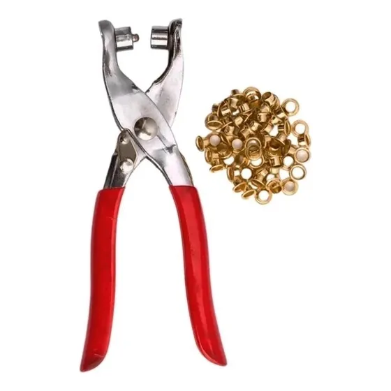 Alicate Para Colocar Ilhos Manual + 100 Ilhoses Dourados