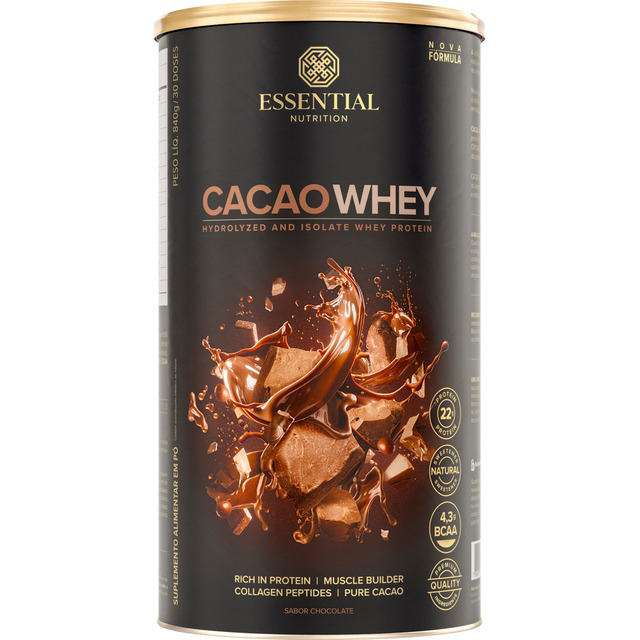 Cacao Whey 900g Whey Protein Isolado - Essential Nutrition Cacao Whey 900g Whey Protein Isolado - Essential Nutrition