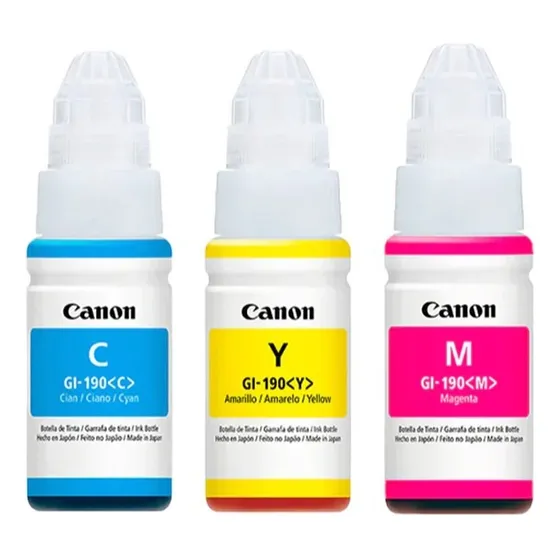 Botella De Tinta Canon Original Gi 190 Para Pixma Color Cmy