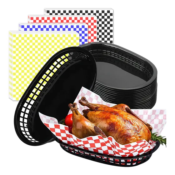 16 Pz Canastillas Plásticas Comida Rápida Caledonia Y Papel