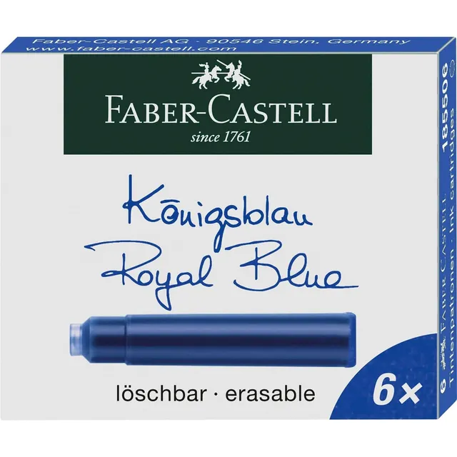 Cartucho De Tinta Estándar Faber Castell 185506, Azul (paque