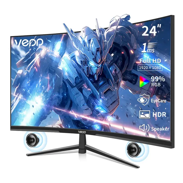 Monitor Gamer Curvo Vedd 24'' 100hz Pantalla Full Hd 1080p VA HDR y Altavoces Dual , Tiempo de Respuesta 1ms