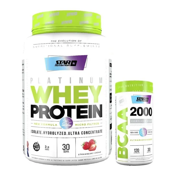 Premium Whey Protein 2 Lb + Bcaa 2000 Star Nutrition