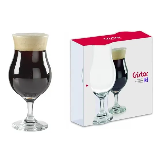 Vaso Copa Cervecera Estuche X2 Praga Cristar 5471 Color Transparente