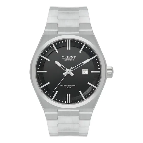 Relógio Solar Orient MBSS1493 P1SX Analógico Preto Aço Inox Prateado 100m