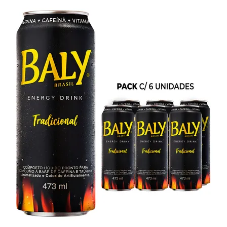 Pack Com 6 Unidades Energético Baly Energy Drink tradicional 473ml