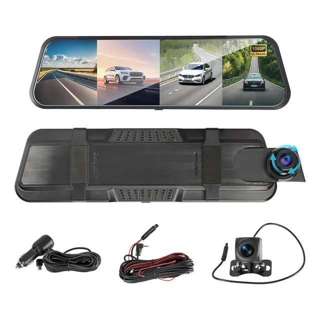 Espejo Retrovisor Doble Camara Reversa 10in Touch Hd 1080p