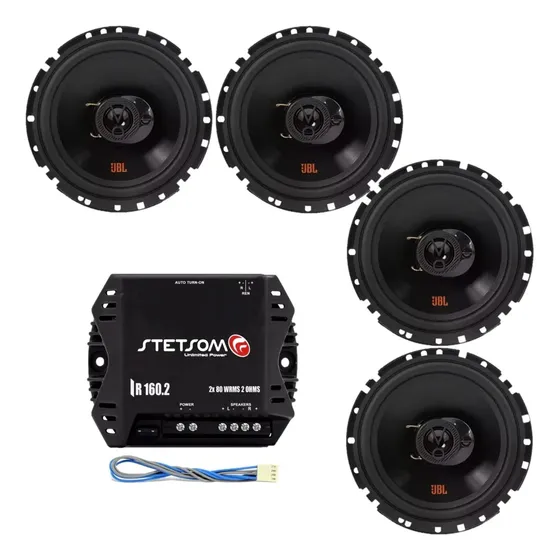 Kit Alto Falantes Portas Jbl 200pmpo Módulo Stetsom Ir160.2