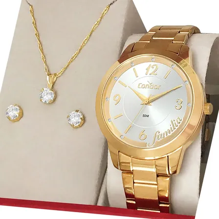 Relógio Condor Feminino Dourado 1 Ano De Garantia Original Dourado Branco