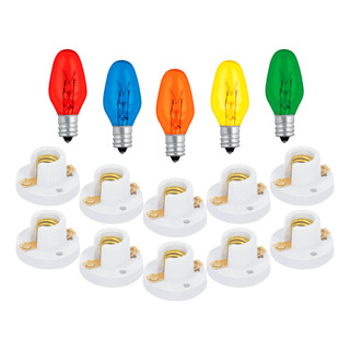 Focos De Colores E12, 50 Pz + 10 Portalámparas De Porcelana Focos De Colores E12, 50 Pz + 10 Portalámparas De Porcelana