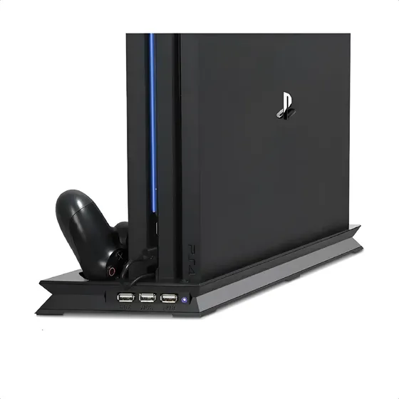 Soporte Vertical Ps4 Pro Con Ventilador Y Cargador, Negro.