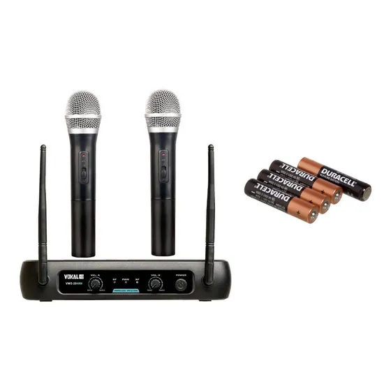 Microfone De Mão Sem Fio Duplo Vokal Vws20 Plus + Pilhas