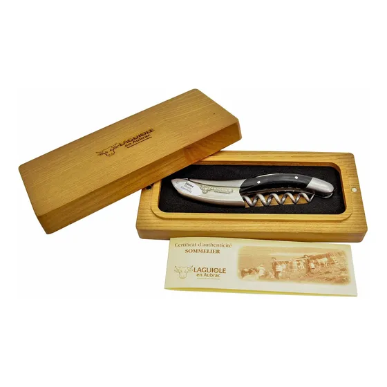 Laguiole Aubrac Sacacorcho Acero Inoxidable Mango Ebano