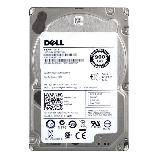 HD Dell 900 GB 6G 10k 2.5 Sas 08jrn4, color plateado