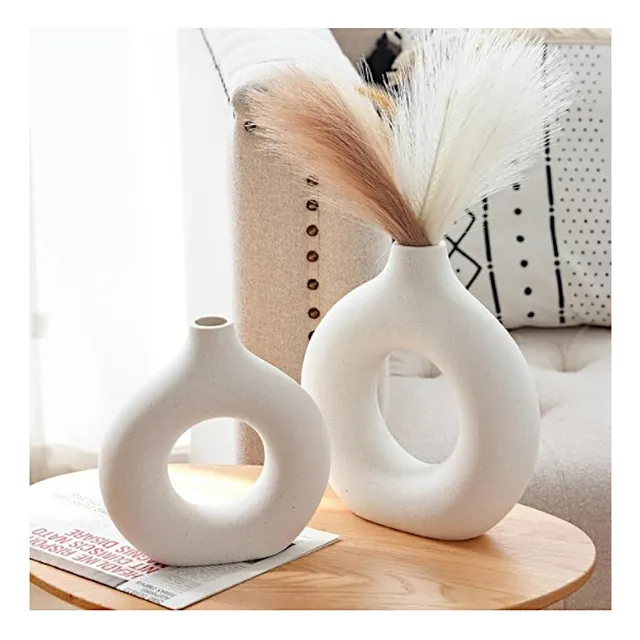 Kit Vaso Decorativo Moderno Redondo Rosca Minimalista 2pçs