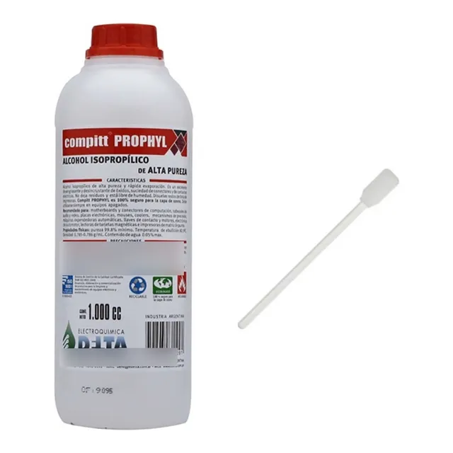 Alcohol Isopropílico Botella 1 Litro Delta + Hisopo Limpieza