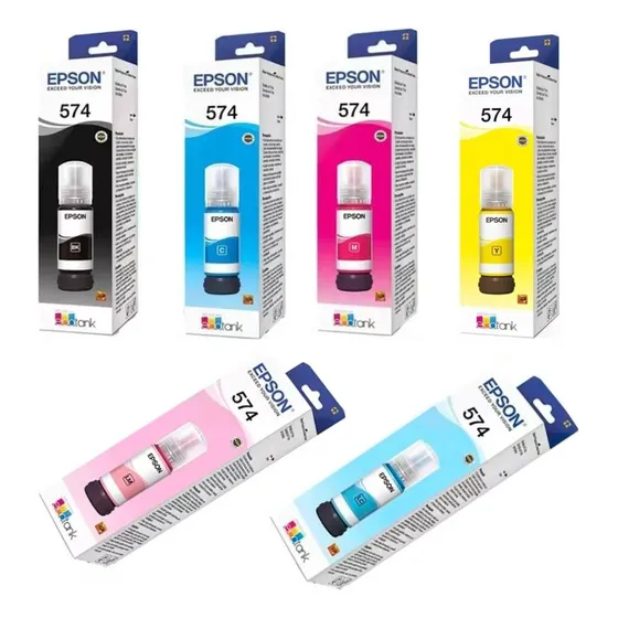 Kit 06 Un. Tinta T574 574 Impressora L8050 L18050 Pack Preto Cyan Magenta Yellow Light Cyan Light Magenta