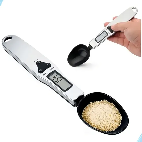 Colher Digital Mede De 0,1 A 500g Com Balança Dosador Em Led Capacidade máxima 500 g Cor Prata e Preto